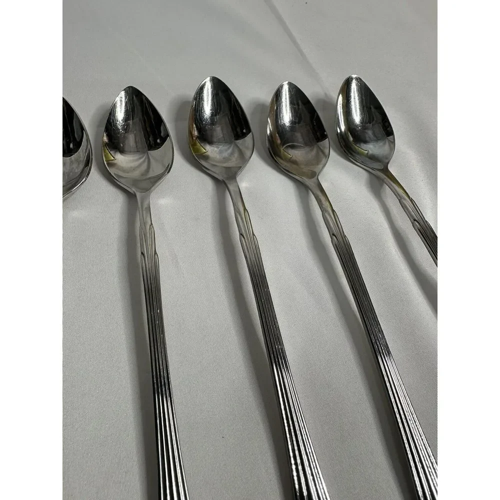RETRONEU Barrington Set of 7 Ice Tea Spoons Long Handles Tall Skinny‎ Stir SS